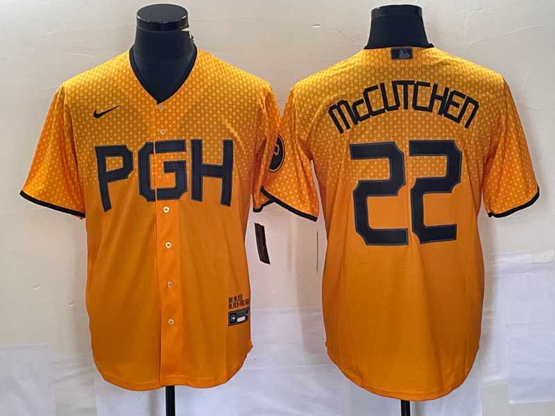 Men%27s Pittsburgh Pirates #22 Andrew McCutchen Gold 2023 City Connect Stitched Jersey 1->pittsburgh pirates->MLB Jersey